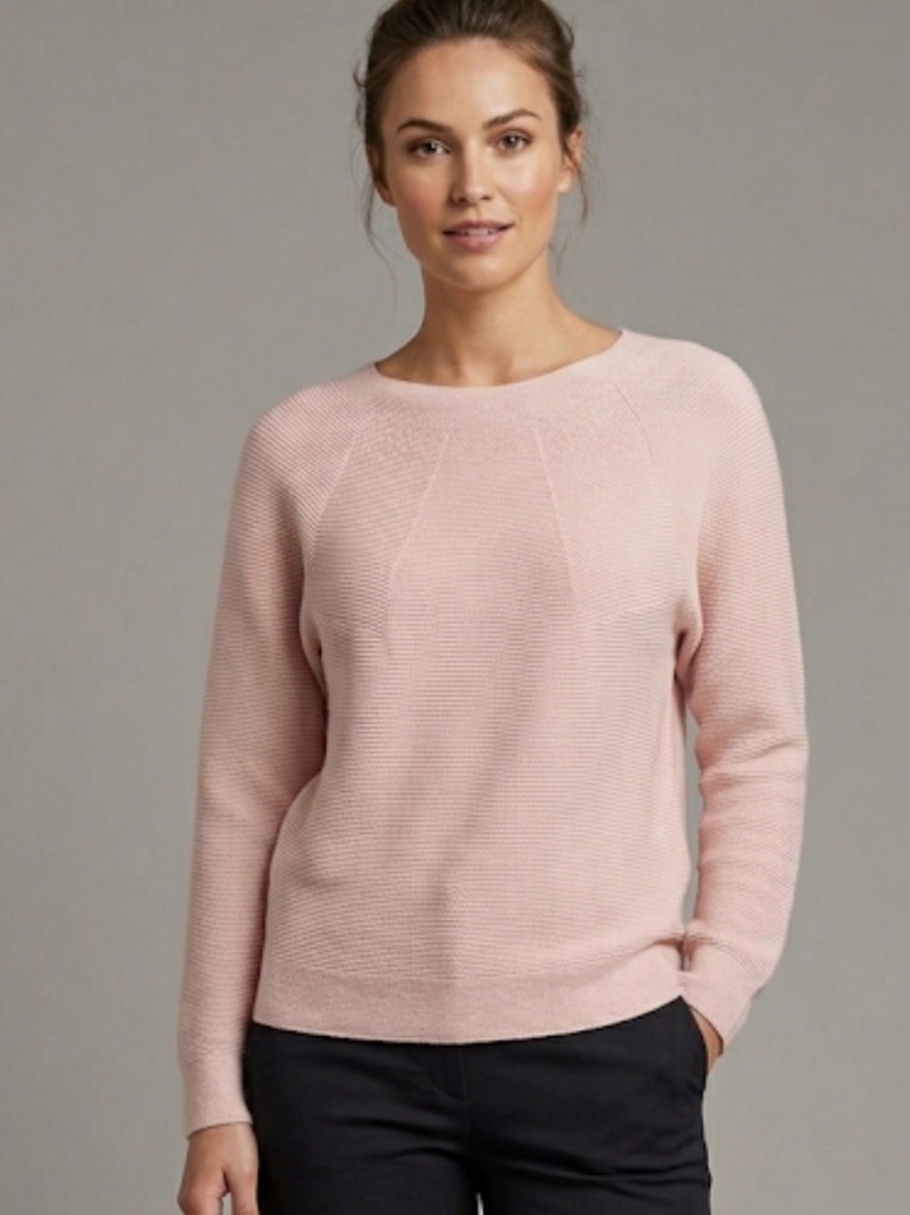 Uniqlo Dusty Rose Garter Stitch Sweater